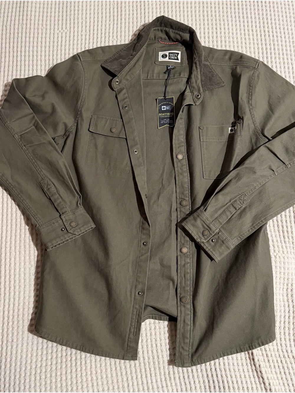 Salty Crew Olive Green Field Jacket with Corduroy Collar